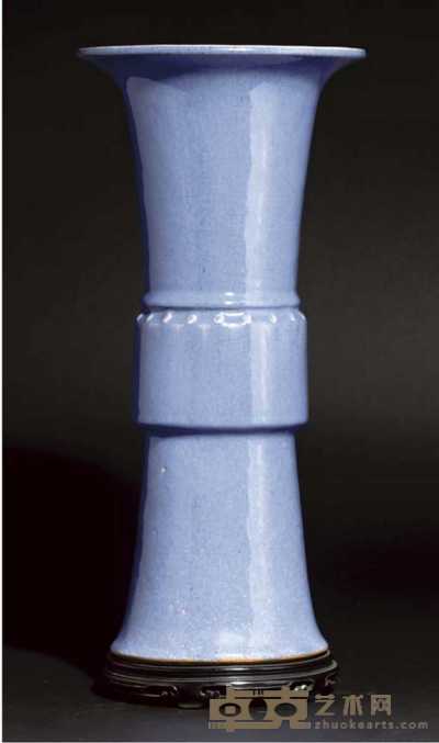 18th century A Guangdong pale blue crackle glazed gu vase 
